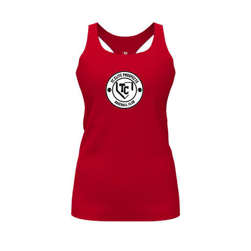 [CUS-DFW-RCBK-PER-RED-FYS-LOGO1] Racerback Tank Top (Female Youth S, Red, Logo 1)