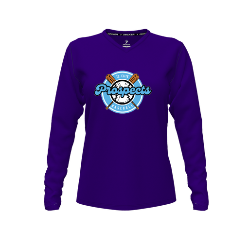 [CUS-DFW-TEES-CMF-VNK-LSL-PUR-FYXS-LOGO2] Comfort T-Shirt (Female Youth XS, Purple, V Neck, Logo 2, Long Sleeve)