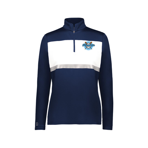 [222791.301.XS-LOGO2] Ladies Bold 1/4 Zip Pullover (Female Adult XS, Navy, Logo 2)