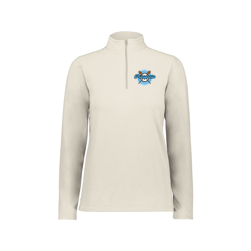 [6864.53T.XS-LOGO2] Ladies MicroFleece 1/4 Zip Pullover (Female Adult XS, White, Logo 2)