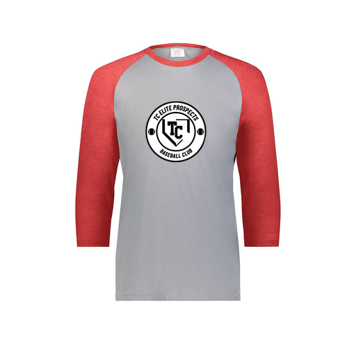 [6879.27V.S-LOGO1] Men's Vintage 3/4 Sleeve T-Shirt (Adult S, Red, Logo 1)