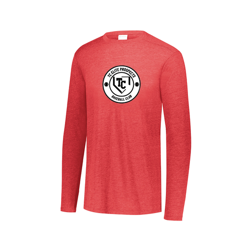 [FTLCUBRD-AXS-LOGO1] Decker Men's Tri-Blend T-Shirt - Long Sleeve (Adult XS, Red, Logo 1)
